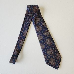 Vintage Christian Dior Blue Paisley Men's Silk Tie Woven in Italy